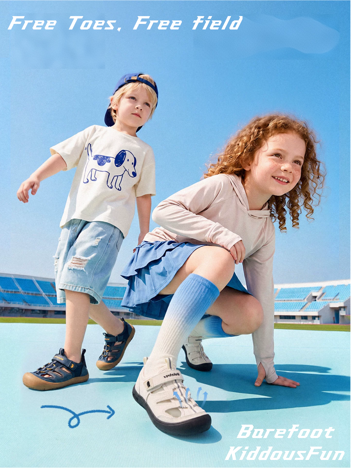 KIDDOUS FUN Barefoot Kids Sandals - Free Toes Free Field